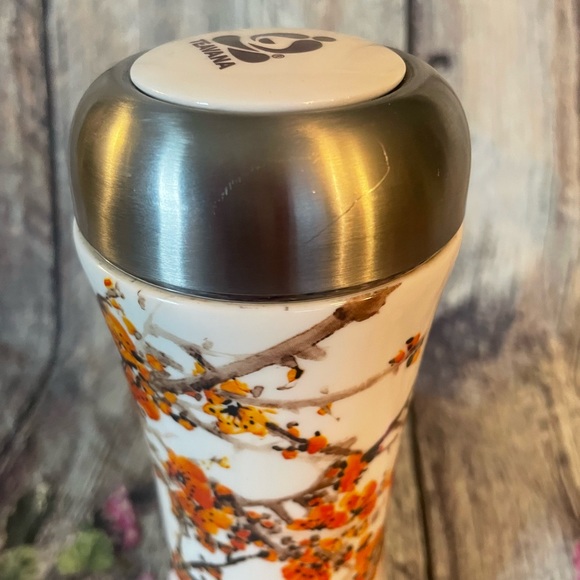 Teavana Dining Teavana Orange Cherry Blossom Porcelain Tumbler